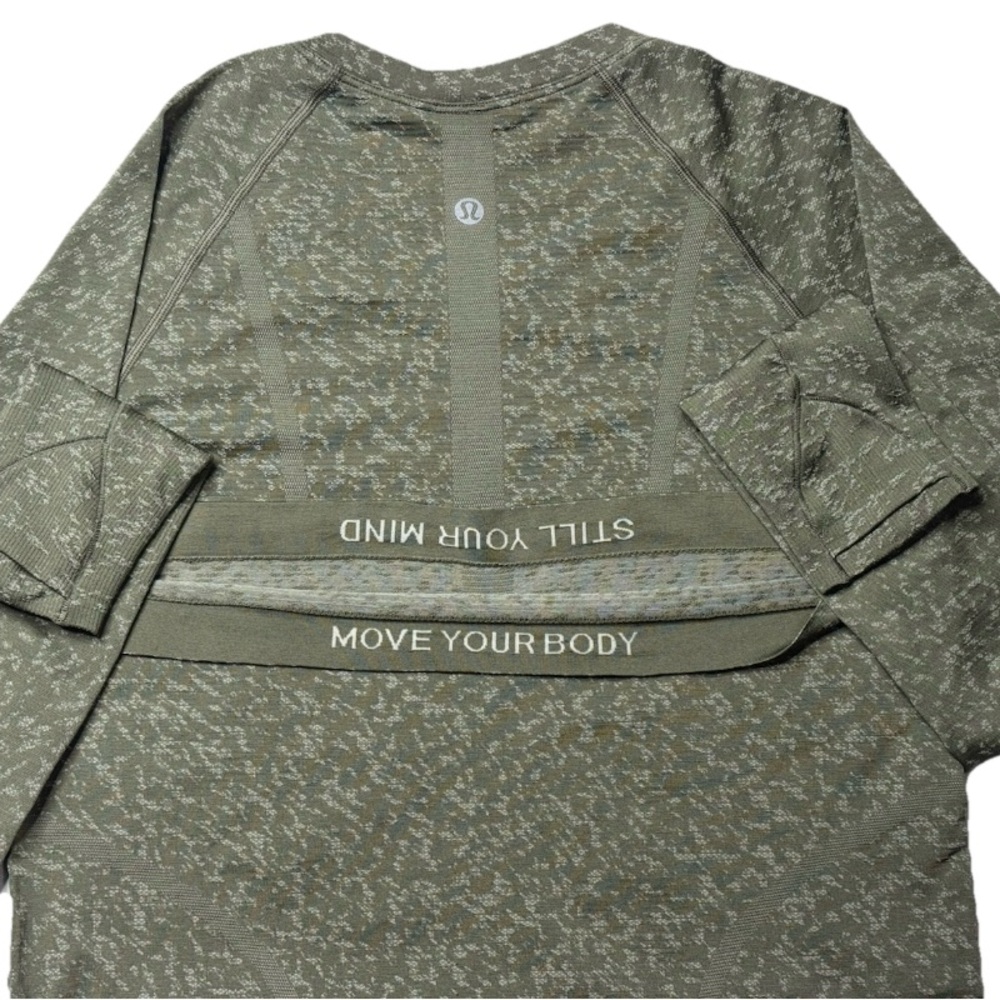 Lululemon Women Swiftly Tech Long Sleeve Shirt Size 8 Green Olive Gym Active
